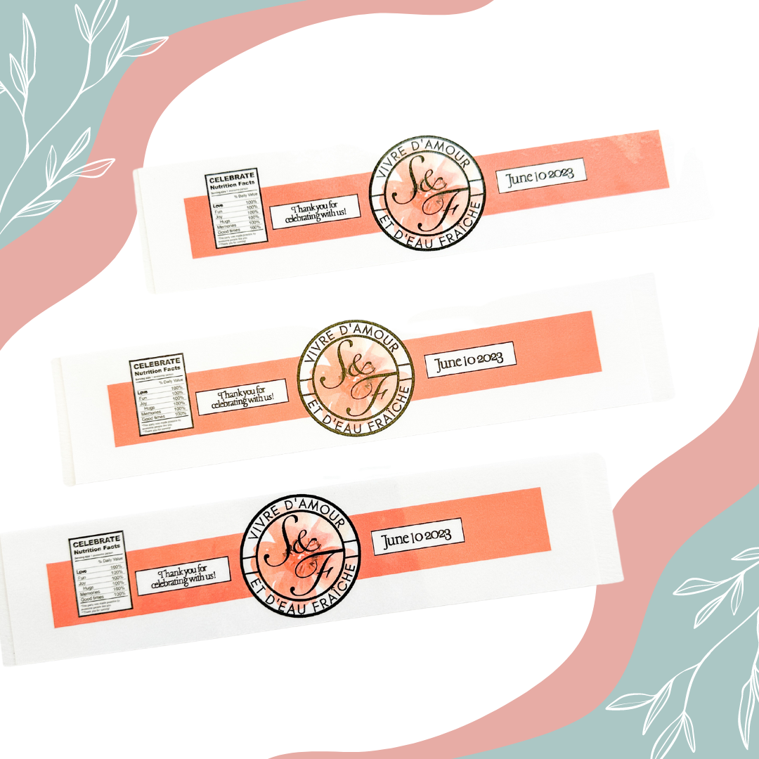 Coral Floral Water Bottle Labels