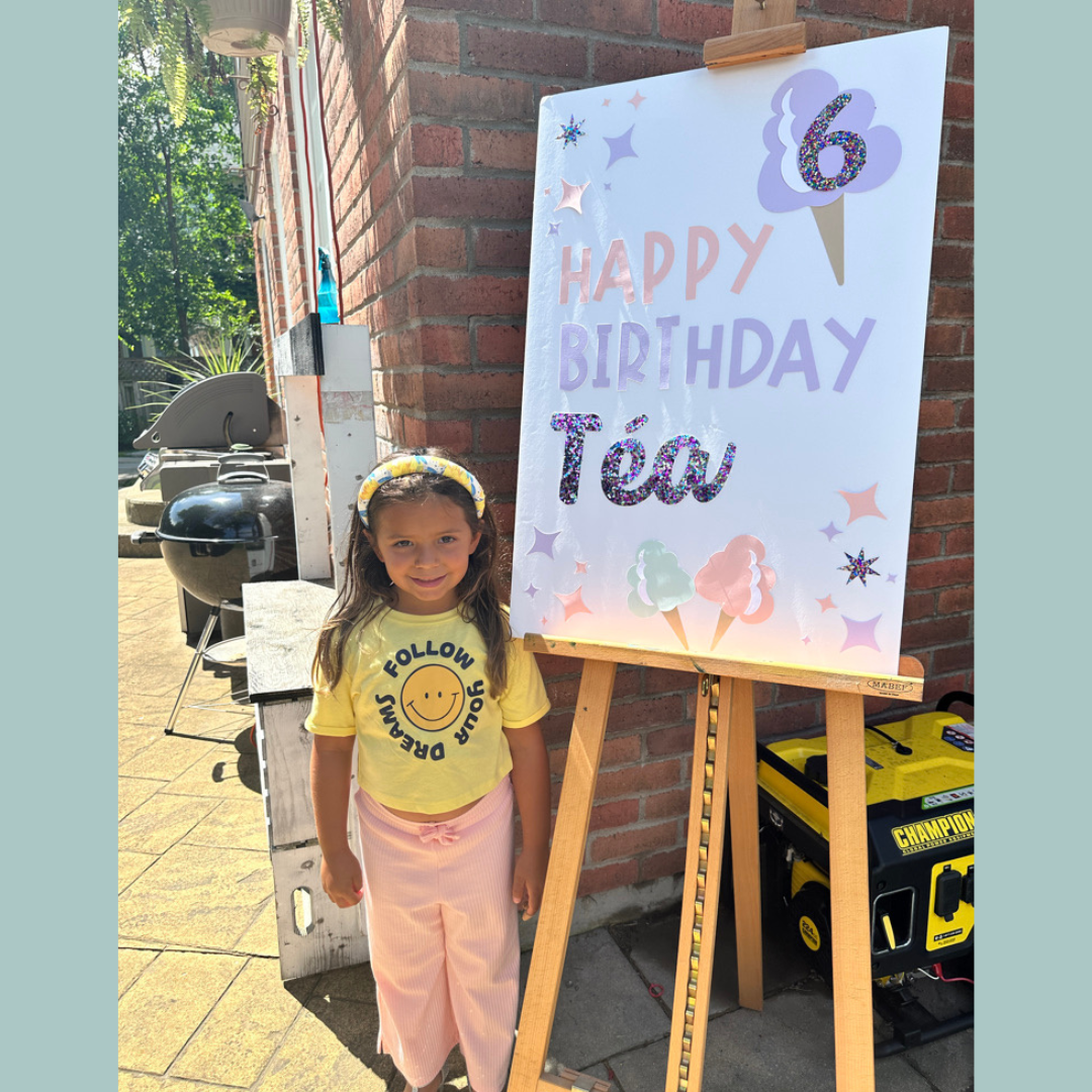 Cotton Candy Birthday Welcome Sign