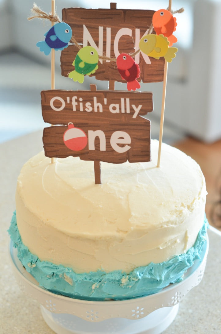 O'fish'ally One Layered Cake topper