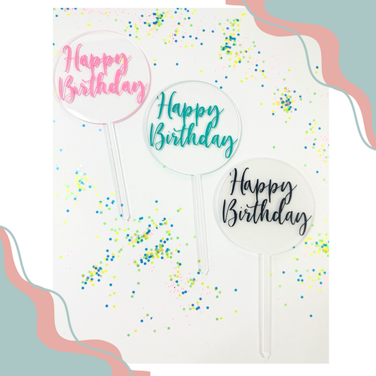 Grab & Go - Happy Birthday Acrylic Cake topper