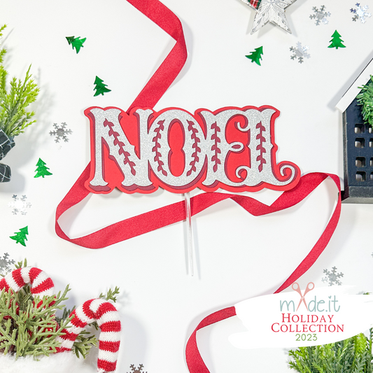 Silver Noel Cake Topper