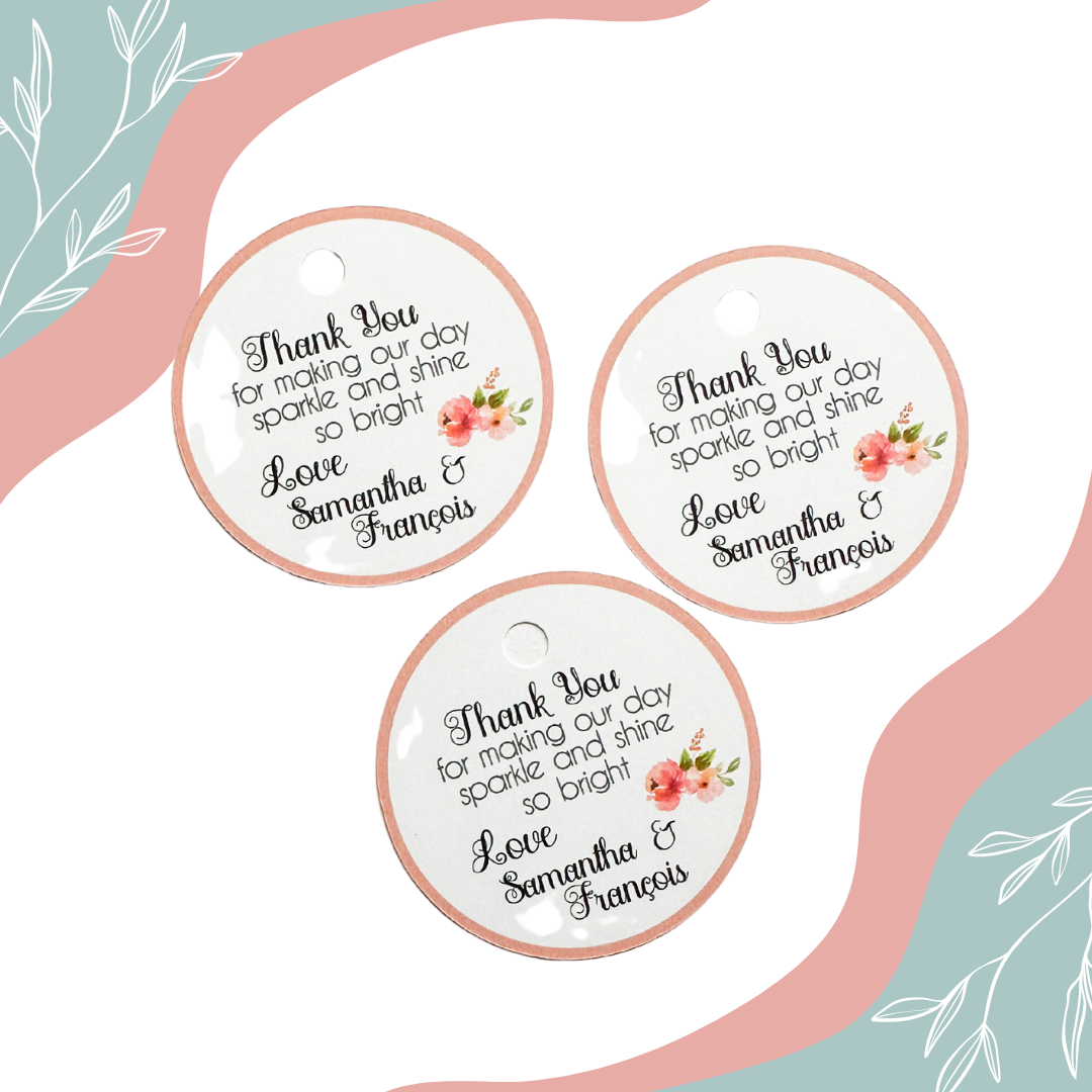 Coral Floral Wedding Thank You Tags