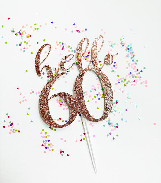 Hello Glitter Number Cake Topper