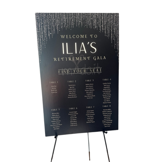 Black Elegance Welcome Sign Seating Chart