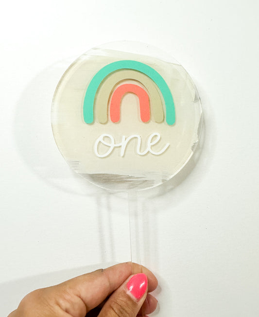 Grab & Go - Rainbow - Acrylic Cake topper