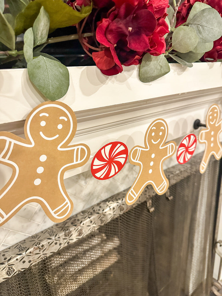 Gingerbread Men and Peppermint Banner