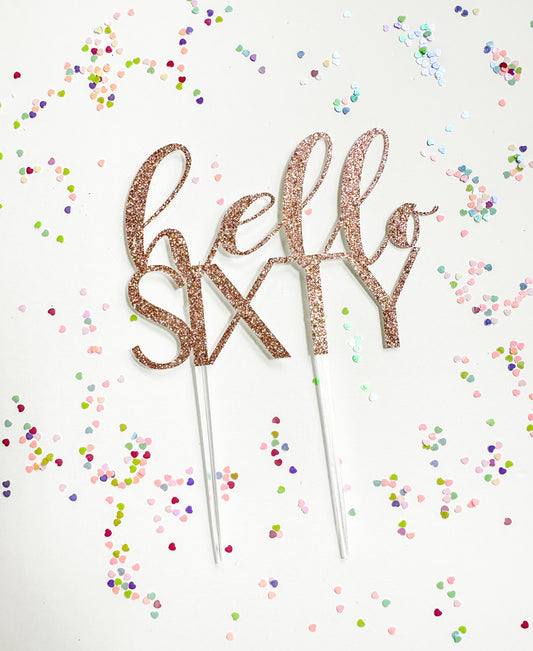 Glitter Hello Age Cake Topper