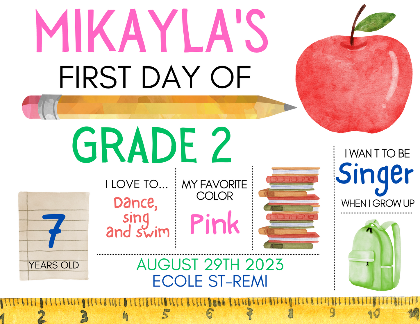 First Day of School Poster - English