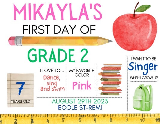 First Day of School Poster - English