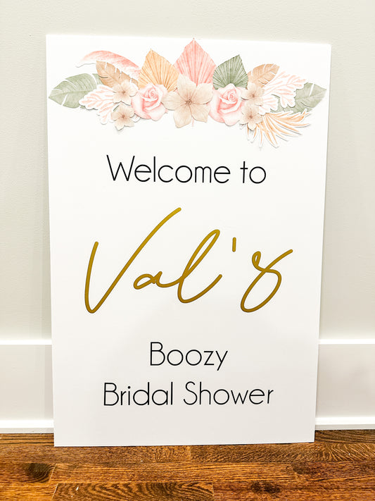 Boho Floral Welcome Sign