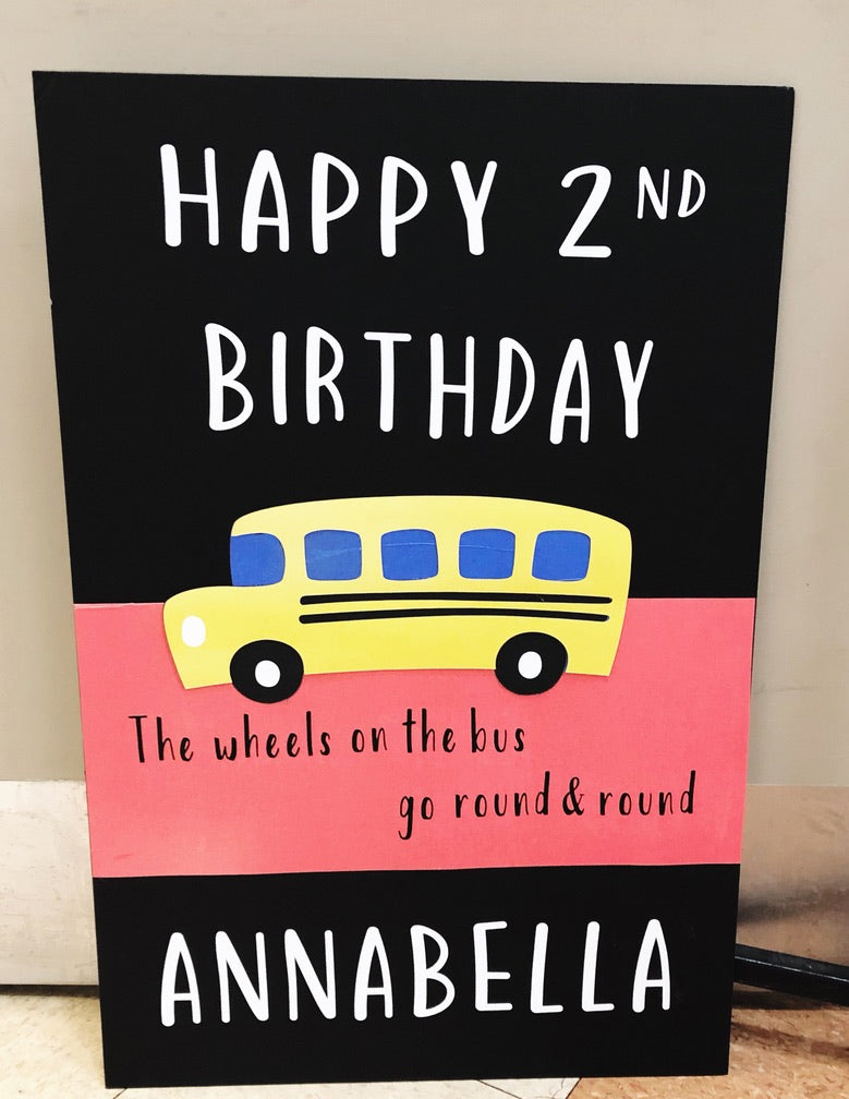 Wheels on the Bus Birthday Sign