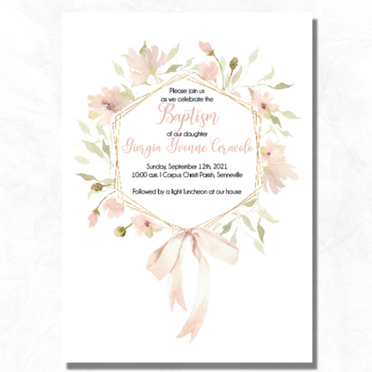 Pink Floral Wreath Invitation