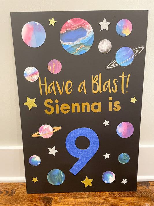 Galaxy Birthday Sign