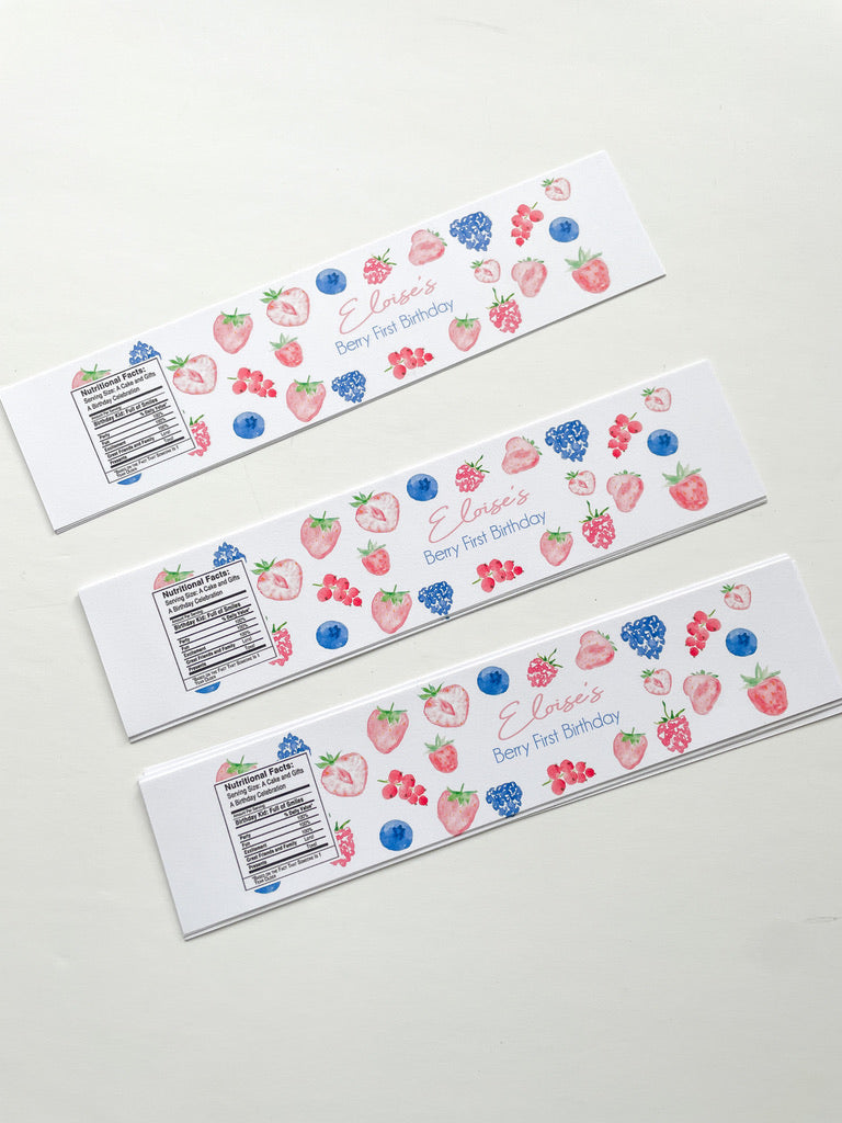 Berry Birthday Water Bottle Labels