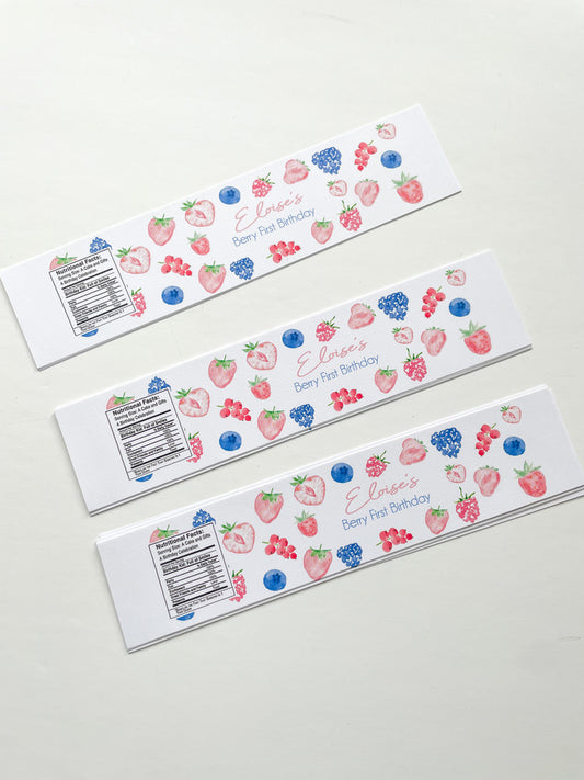 Berry Birthday Water Bottle Labels