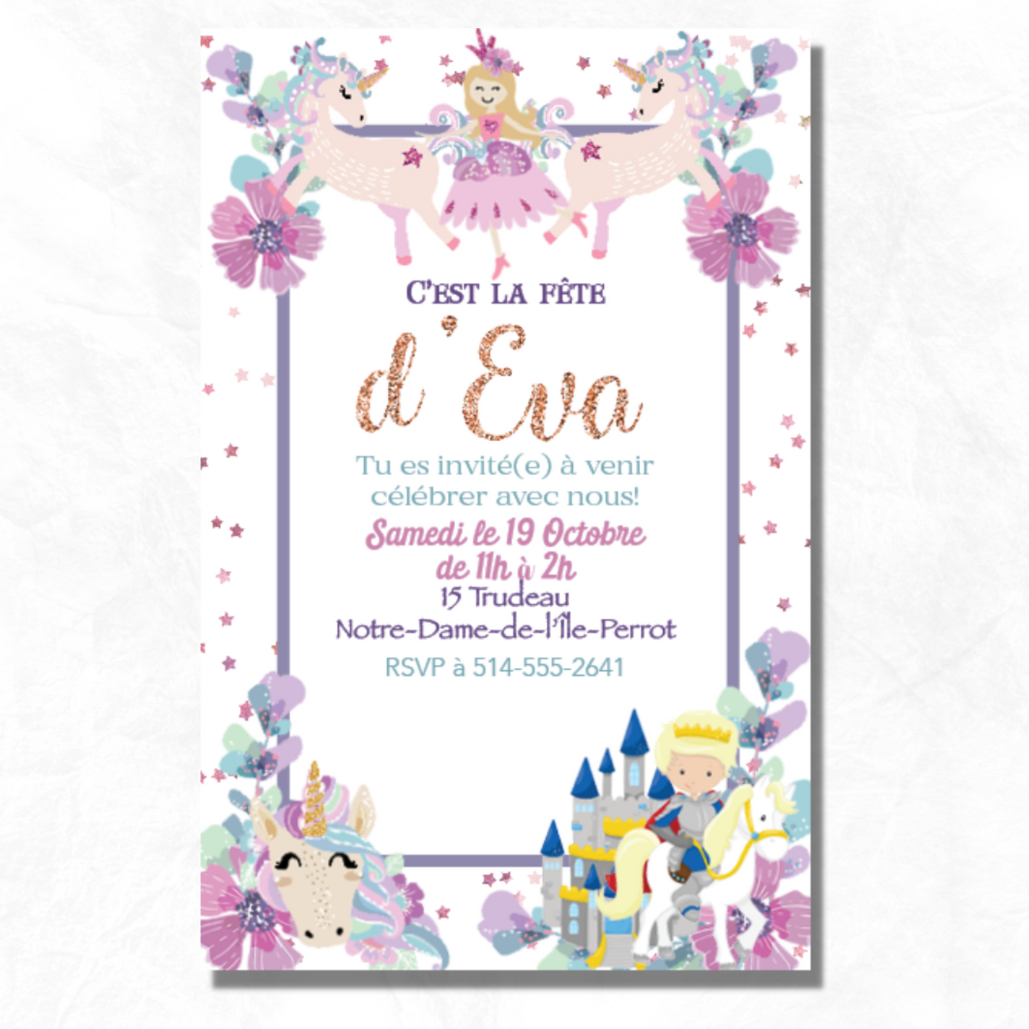 Unicorn and Prince Invitation