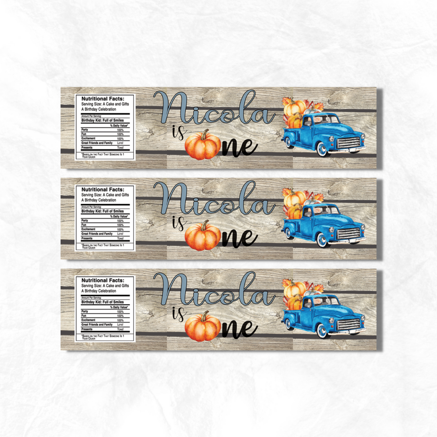 Pumpkin Water Bottle Labels