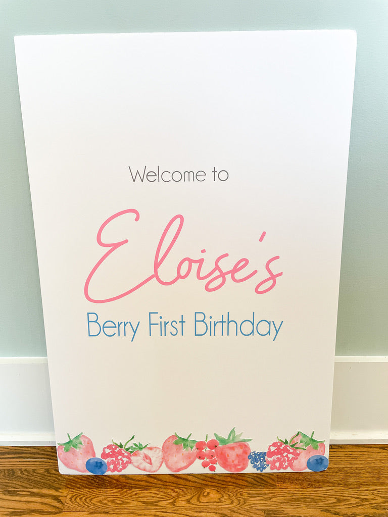 Berry First Birthday Welcome Sign