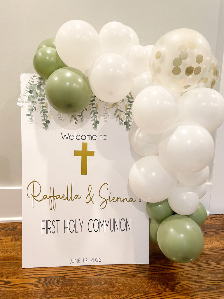 Communion, Baptism, Confirmation Greenery Welcome Sign