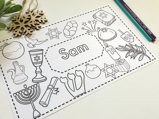 Hanukkah Coloring Placemat