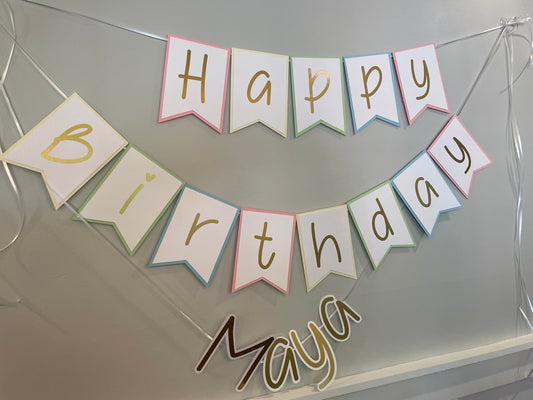 Pastel Rainbow Birthday Banner