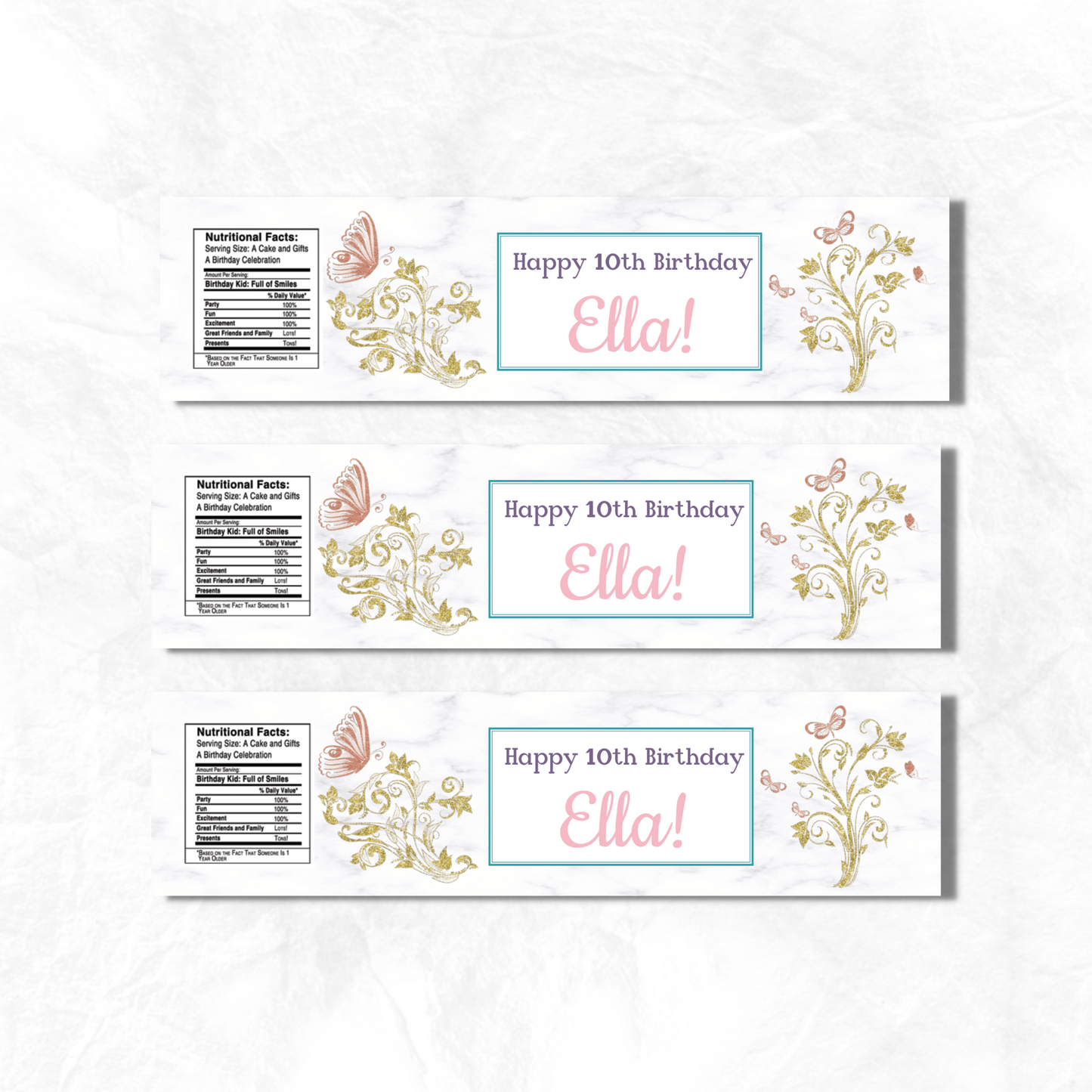 Butterfly Water Bottle Labels