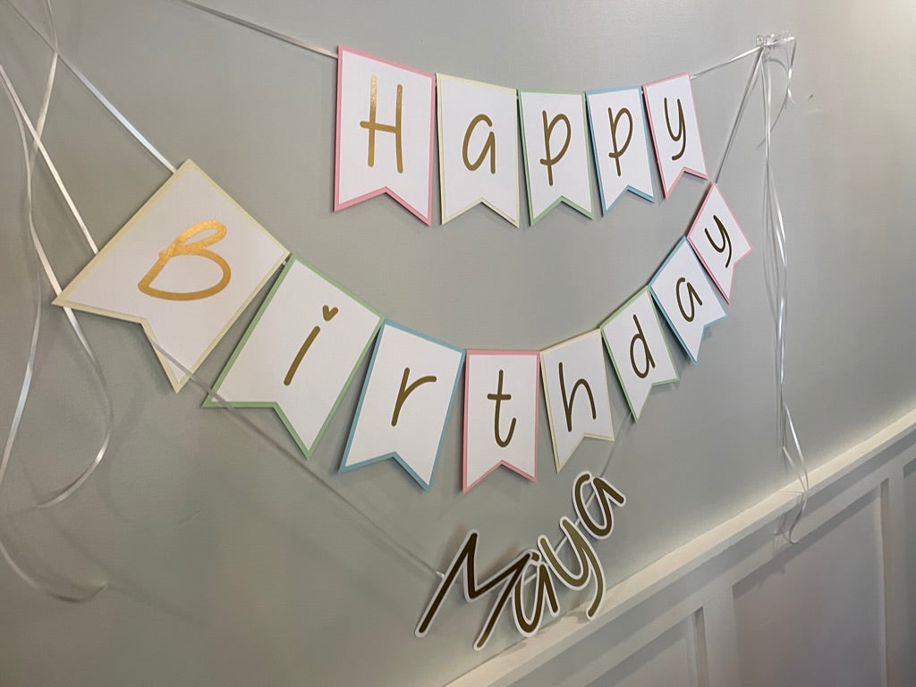 Pastel Rainbow Birthday Banner