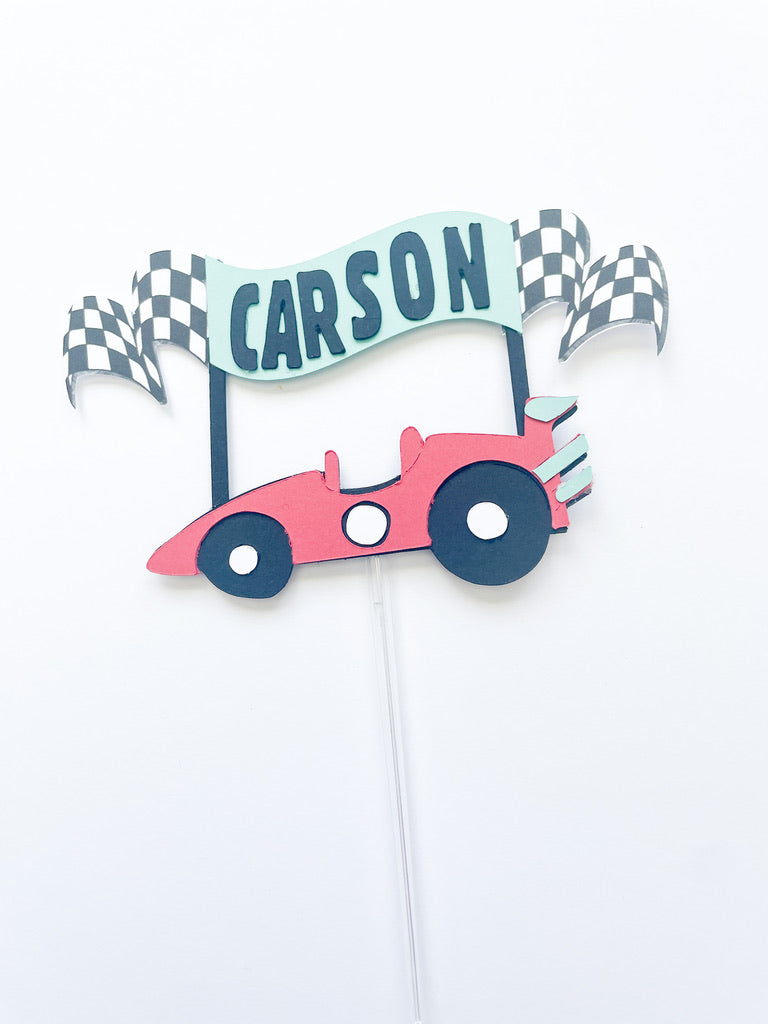 Vintage Race Car Cake topper