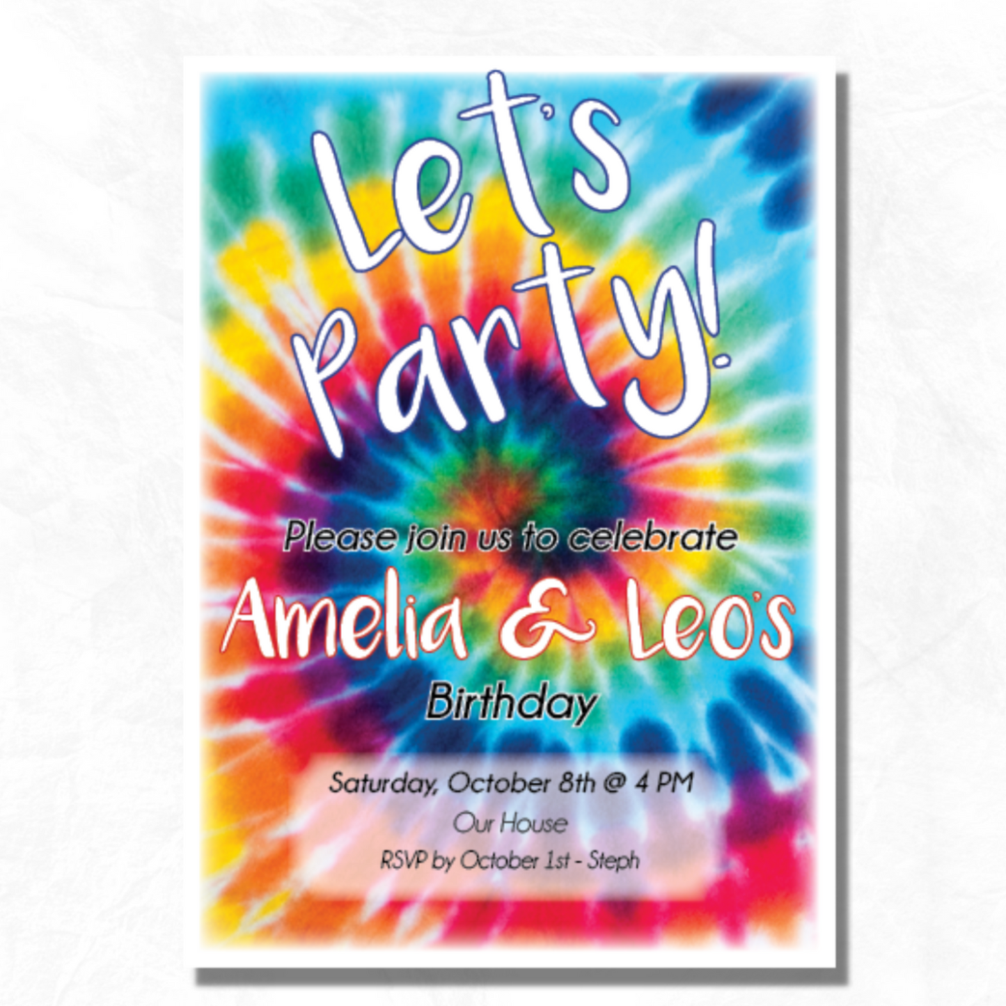 Tie Dye Invitation