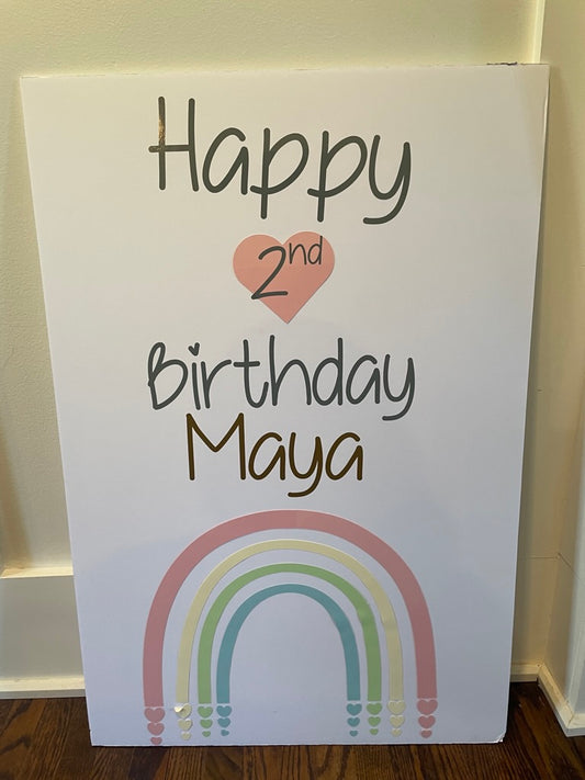 Pastel Rainbow Birthday Sign