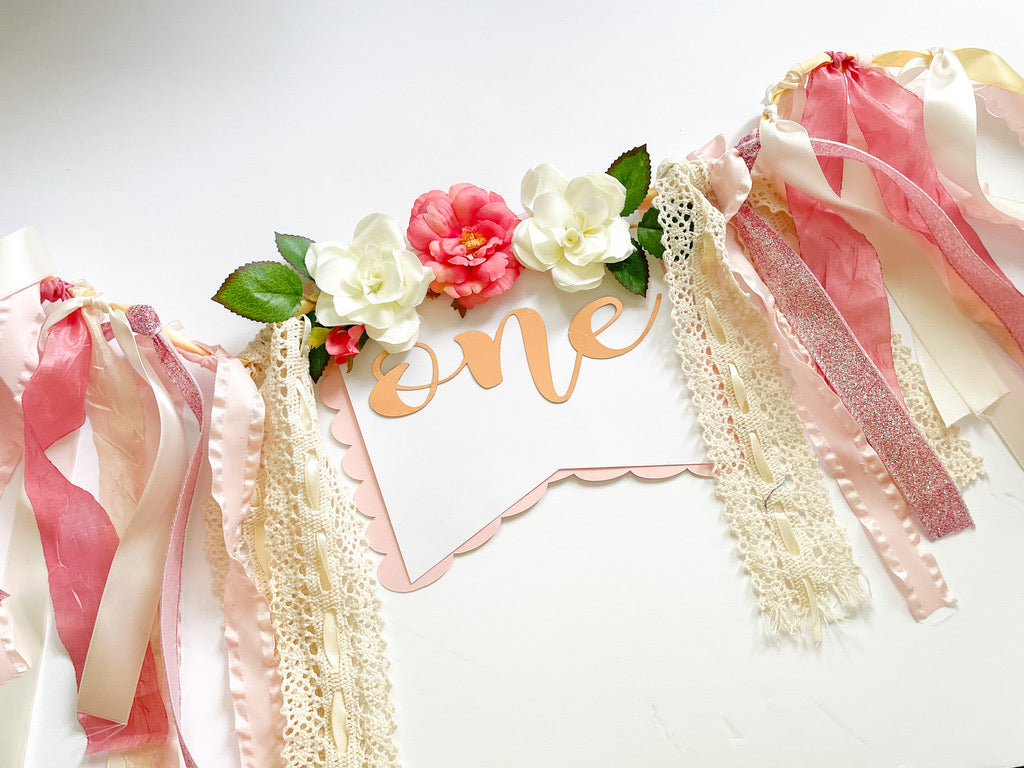 First Birthday Floral High Chair Banner