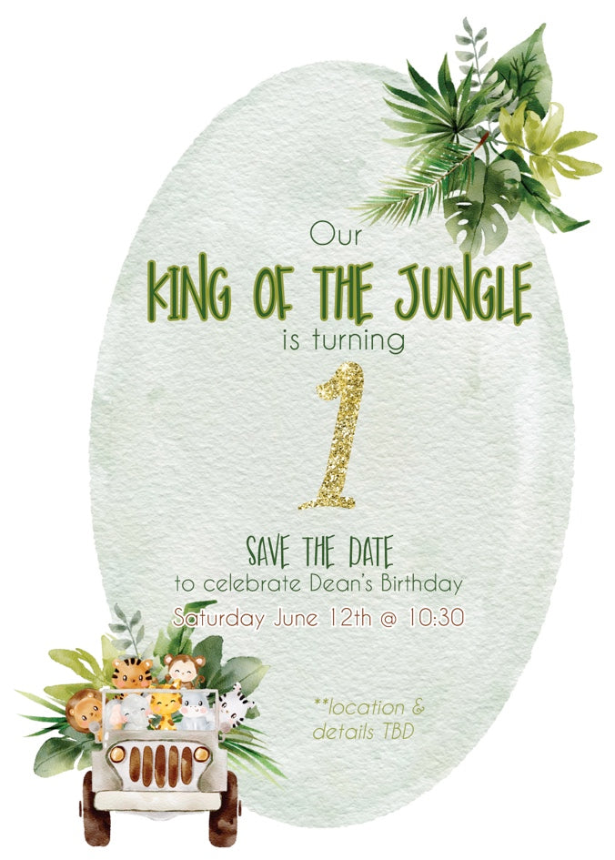 Safari, Jungle, Wild One invitation