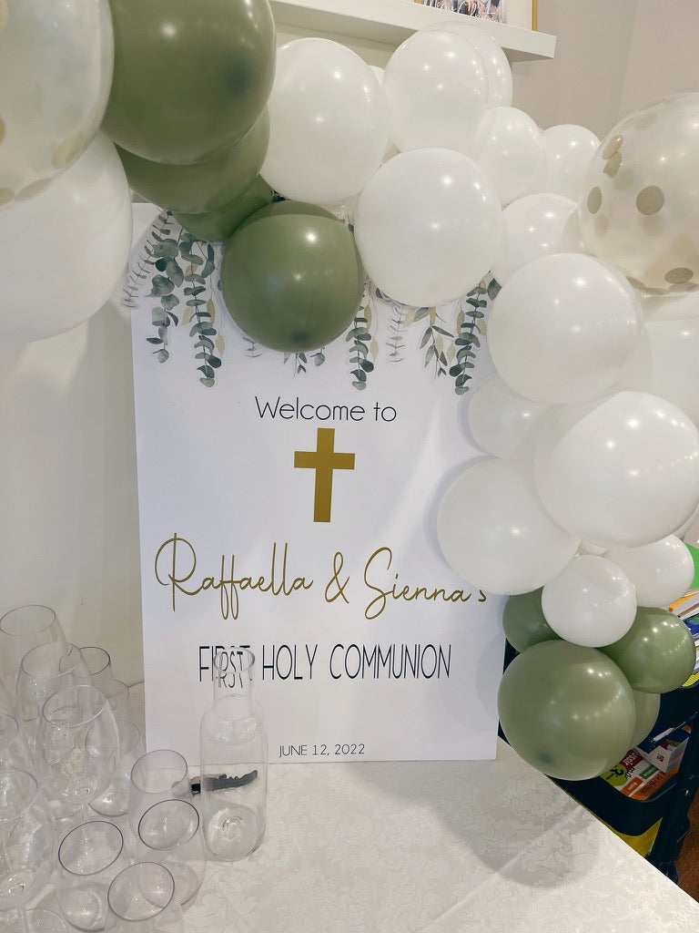 Communion, Baptism, Confirmation Greenery Welcome Sign